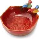 Color Glaze Ceramics Decorative Centerpiece Desktop Storage Organizer Best View on Dining Table Guest Table Tea Table Hold Key, Phone, Remote Control, Trinket, Candy, Cookie etc. (Red)