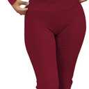kaimimei Women's 2 Piece Lounge Outfits Slim Long Sleeve Tops High Waist Foldover Flare Leggings Sets Casual Yoga Sweatsuit (Red)