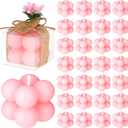 MTLEE 30 Sets Mini Bubble Candles Wedding Favors Gifts for Guests, 1.6" Bubble Candles with Cards Dried Flowers for Baptism Party Bridal Shower Thank You Gifts (Pink)