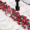 5 Pcs 41FT Flower Garland, Artificial Rose Garland Flowers Plants Fake Flower Hanging Rose Ivy, Birthday Party Valentine's Day Wedding Wall Arch DecorFuchsia