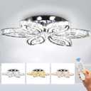 CLAIRDAI 20" Dimmable Modern Crystal Chandelier Flower Led Ceiling Light K9 Crystal Pendant Light Chandelier Led Acrylic Crystal Ceiling Light for Bedroom Living Room Dining Room