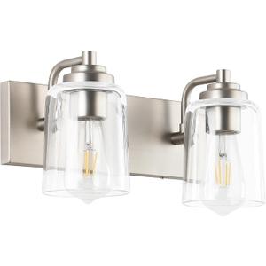 SOLFART Brushed Nickel Bathroom Light Fixture Vanity Lighting Fixtures Over Mirror 2 Light Bathroom Vanity Light Nickel Wall Light
