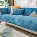 Cosy Solid Colour Non-Slip Couch Cover (Blue 1 x 110 cm)