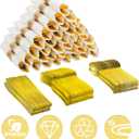 100 Pack Pre Rolled Gold Plastic Silverware Set with Napkins,Disposable Wrapped Heavy Duty Cutlery Set for Wedding Birthday Party-100 Forks,Knives,Spoons,Utensils Set,Plasticware Bulk