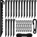 33Pcs Inflatable Stakes and Tether, Heavy Duty Plastic Tent Stakes with Hooks for Inflatables Spikes Replacement Halloween Christmas Holiday Inflatable Decoration Accessories for Garden Home Lawn