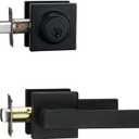 Front Door Locksets with Deadbolt, Black Door Handles, Combination Door Lock, Exterior Door Lever (Matte Black) (1)