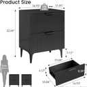 Black Fluted Nightstand Set of 2, Modern Night Stands with 2 Drawers, 11.81" x 16.93" x 22.64"
