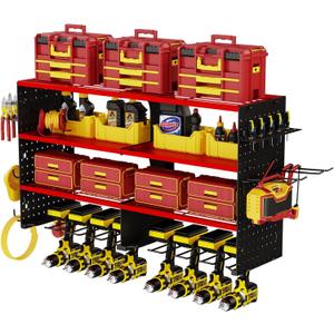 Dollate 4 Layer Power Tool Organizer Wall mount, 180Lbs Load Heavy Duty Tool Organizers and Storage, Screwdriver Holder Power Tool Rack with 8 Cordless Drill Holder