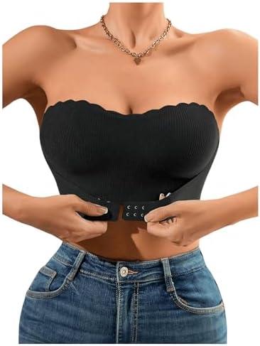 GORGLITTER Women's Strapless Bra Front Closure No Padding Comfort Wireless One Piece Backless Bandeau Bra. M