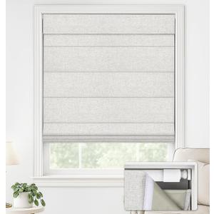 LazBlinds No Drill Roman Shades for Windows, Cordless Blackout Window Shades with UV Protection, Polyester Fabric for Bedroom & Living Room, 45" W x 64" H, Natural