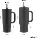Ello Port 30oz Tumbler with Carry Loop & Integrated Handle | Vacuum Insulated Stainless Steel Reusable Water Bottle Travel Mug | Leak Proof Lid | Flexible Straw | BPA-Free | Dishwasher Safe | Black