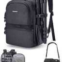 BAGSMART Camera Backpack, DSLR SLR Small Camera Bags for Photographers Compatible for Sony Canon Nikon, Shoulder Strap 2-in-1 Travel Backpack Fits 12.9" iPad, Black