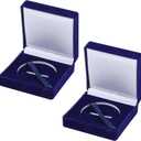 2Pcs Coin Display Case Velvet Blue Challenge Coin Storage Presentation Box for Commemorative Coins Medals, 50mm