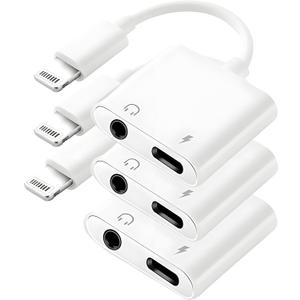 [Apple MFi Certified] 3-Pack Lightning to 3.5mm Headphone Jack Adapter,2 in 1 Headphone Adapter Aux Audio and Charger Adapter Dongle Cable Splitter Compatible for iPhone 14 13 12 11 X XS 8 7 iPad iPod