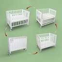 Portable Mini Baby Crib - Pine Wood Foldable 4-in-1 Baby Crib with Mattress,Portable Bedside Bassinet Sleeper,3 Adjustable-Height Baby Cribs for 0-18 Months,White