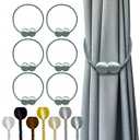 Hion Magnetic Curtain Tiebacks Gray Blue 6 Pack, Curtain Tiebacks Buckles Holdbacks Holders Hooks Clip for Home Bedroom Office Decorative Thick or Thin Curtain