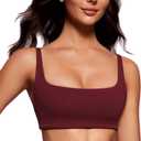 CRZ YOGA Butterluxe Square Neck Spaghetti Strap Sports Bras for Women - Low Coverage Yoga Wireless Padded Cami Crop Top (M)