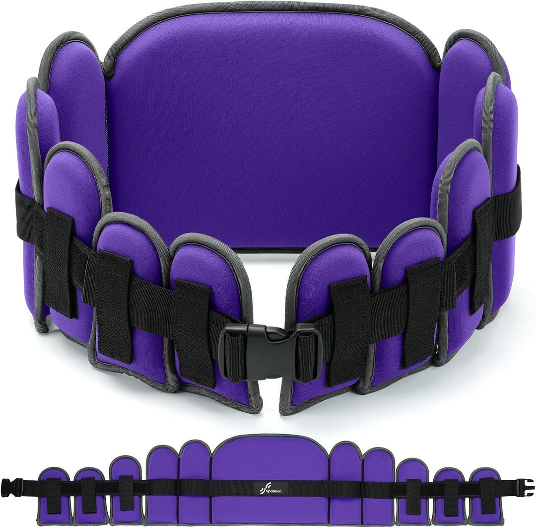 Sportneer Aqua Belt Water Aerobics Equipment: Swimming Belt Pool Exercise Equipment for Adults Aqua Float Belts with Adjustable Foam Blocks for Aquatic Fitness Training Low-Impact Workout (Large, Purple)