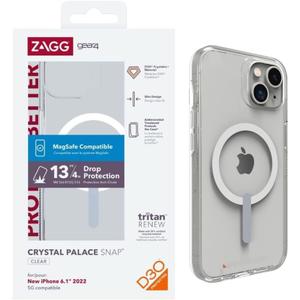 Gear4 ZAGG Crystal Palace Snap iPhone 14/13 Case - Clear iPhone Case, D30 Drop Protection (13ft/4m), Anti-Yellowing Properties, Edge-to-Edge Protection, Magsafe Compatible