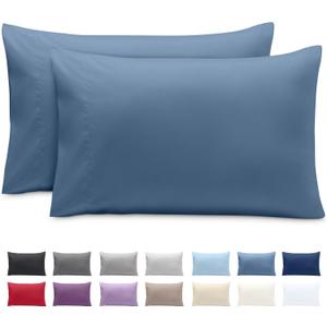 Bare Home Microfiber Pillow Cases - King 20x36 - Cooling Pillowcases - Double Brushed - Easy Care - Envelope Closure (King Pillowcase Set of 2, Coronet Blue)