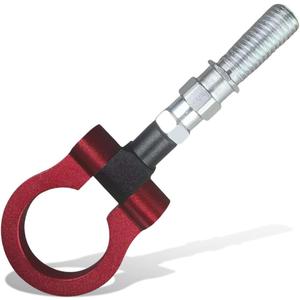 Car Front Bumper Tow Hook, Trailer Grappling Hook with Screw-in Design, Waterproof Bumper Pull Ring Decoration, Foldable Vehicle Exterior Accessory for Truck SUV-Only for Decoration (Red)