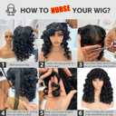 GKtineke-Curly-Wig Big-Curly-Wigs-for-White-Black-Women 20 Inch- Long-Curly-Wig-with-Bangs Synthetic-Hair-Replacement-Wigs-for- Cosplay and Daily (Brown)