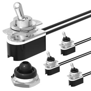RVBOATPAT 4PCS Waterproof Toggle Switch 12V, SPST 2 Pin On Off Heavy Duty DC 12V 10A, Electrical Switch with 6 inch Wire Leads for Marine, Boat, Car