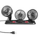 Portable 3-Head Car Cooling Fan - 2-Speed Adjustable, 360 Rotating USB Fan Powerful Airflow for Vehicles, RVs, and SUVs