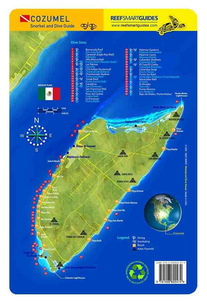 Cozumel Island Reef Smart Waterproof Dive Card