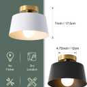 Ceiling Light Fixture, Hallway Ceiling Light with Gold Plate and Matte Black Shade, Modern Simple Style Porch Light Fixtures Semi Flush Mount (White)