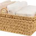 GRANNY SAYS 2-Pack Wicker Storage Baskets, Wicker Baskets for Organizing, Large Basket with Handles, Waterproof Woven Basket, Storage Baskets for Shelves 17"L x 13"W x 5¾"H