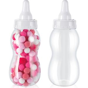Tessco for you 2 Pcs Large Baby Milk Bottle Fillable Baby Shower 11 x 4 Inch Piggy Bank Plastic Container for Game and Gender Reveal Celebrations Party Favor Gift Decor (White)