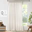 Natural Pinch Pleated Curtains 132 Inch Length for High Ceiling Living Room Extra Wide Linen Drapes with Hooks Rings Back Tab Cream Ivory Semi Sheer Light Filtering Luxury 72 x 132 Inch Curtain