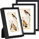 3x4 Picture Frame Set of 3, Black Aluminum Metal Photo Frames with HD Glass, Fits 2x3 with Mat or 3 x 4 without Mat, Display for Wall and Table