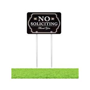 Kichwit No Soliciting Sign with Extra Long Stainless Steel Stakes, 35.3"/3ft Total Height No Soliciting Aluminum Sign for Yard, Hardware Included