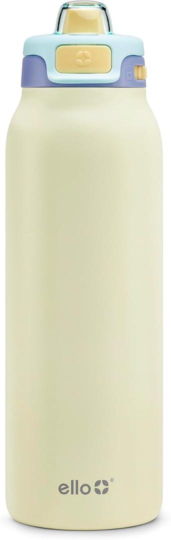 Ello Pop & Fill Stainless Steel Water Bottle with Quick Fill Technology, Double Walled Vacuum Insulated Metal, Leak Proof Locking Lid, Sip & Chug, BPA Free, Holiday Gift for Him Her, 22oz, 32oz, 40oz (Fresh Dew)