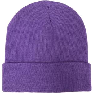 SHEVERCH Classic Acrylic Beanie for Men Women Plain Knit Cuffed Winter Warm Hat Unisex (Purple)