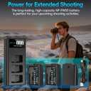 Artman NP-FW50 Battery 3-Pack and Upgraded 3-Slot ZV-E10 Battery LCD Charger for Sony ZV E10, Alpha A6500 A6400 A6300 A6000 A5100 A5000, A7S II, A7S, A7R II, A7R, A7 II, A7, RX10 II III IV Cameras