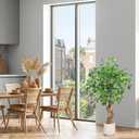 4FT Artificial Ficus Tree,Large Fake Tree with White Planter, Tall Faux Ficus Tree with Lifelike Leaves and Realistic Trunk, Artificial Plants Indoor for Dcor Home Office Living Room