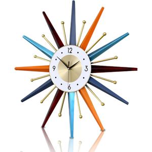 FIELDY Large Wall Clock 22 Inch Mid Century Wall Clocks Starburst Clock Non Ticking Battery Operated 3D Wall Clocks Home Dcor for Living Room, Kitchen, Dining Room, Bedroom (Normal)