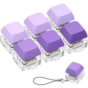 Taiyin 6 Pcs Keyboard Toy Clicker Keyboard Fidget Keychain Decompression Toys Button Stress Relief Gifts for Adult to Relief Stress Pass the Time (Purple)