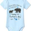 BesserBay Baby First Mothers Day 100% Cotton Onesie Fathers Day Outfit Newborn Short Sleeve Bodysuit 0-24 Months (Blue)