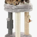 MECOOL 4in1 Small Cat Tree,Scratching Post with Tower Soft Bed, Sisal Carpet Jute Posts with Three Hanging Ball Toys and Massage Brush for Indoor Cats and Kittens