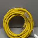 POWGRN 50 Ft 10AWG Outdoor Extension Cord Waterproof Heavy Duty 10 Gauge 3 Prong, Flexible Cold-Resistant Long Power Cord Outside with Lighted Indicator End, 15Amp 1875W SJTW Yellow ETL Listed