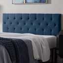 Lucid Mid-Rise Upholstered Headboard - Diamond Tufted - Padded Polyester - Adjustable Height from 34 to 46 - Easy Assembly - Bed Frame or Wall Mount - Sturdy - Cobalt - King / Cal King Size