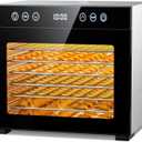 Food Dehydrator, Fruit Dryer Machine with Adjustable Timer & Temperature, 8 Stainless Steel Trays, Quiet Operation, 650W Powerful Dehydrator for Jerky, Fruits, Herbs, Dog Treats (Standard Black+Deep Gray)