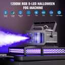 Fog Machine with 9 RGBW LED Lights, 1200W Professional Smoke Machine, 1L Tank, 3000CFM Output, 14 Colors for DJ Party Stage Wedding Halloween