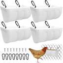 Hanging Chicken Feeder, Fence Feeder Trough with Clips for Sheep Deer Poultry Duck Livestock Feeding Container Goats Supplies Feeders Waterer Bucket 4 Pack