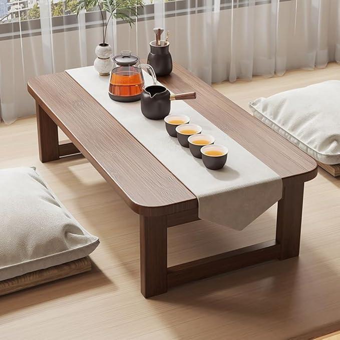 Small Folding Coffee Table Multi Functional Foldable Table Low Tables Wooden Lap Desk Foldable Bed Tray for Living Room Bedroom Balcony (60CM)
