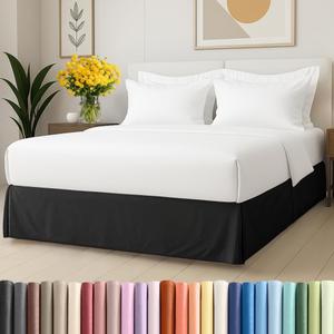 Pleated Bed Skirt Twin Size - 3 Sided Pleated Bed Skirt Twin - Ultra-Soft, Easy Fit with 18 Inch Tailored Drop - Hotel Quality, Wrinkle Free & Fade Resistant - for Women, Men, Kids and Teens - Black